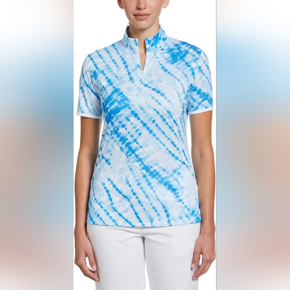 Callaway Opti-Dry Diagonal Tie Dye Print Zip Golf Polo